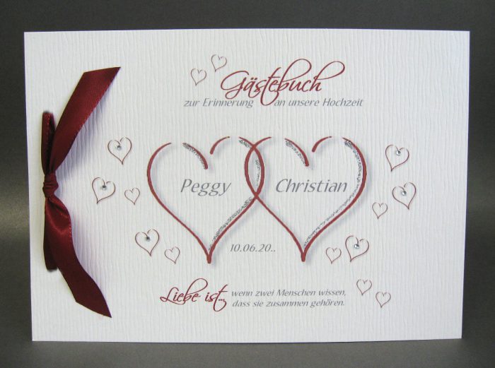 Gästebuch 10001 "2 Herzen" in 4 Farben, A5