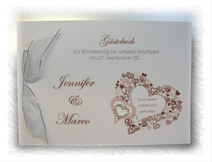 Gästebuch 10015 mit Strassherz, in 4 Farben, A5 – Bild 4