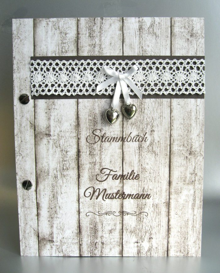 Stammbuch 11055 Holzoptik, mit echter Spitze, A5