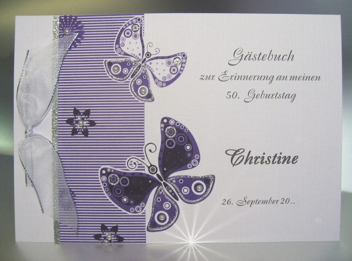 Gästebuch 13016 Schmetterling in 3 Farben, A5