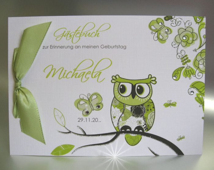 Gästebuch 13016 Eule in 2 Farben, A5