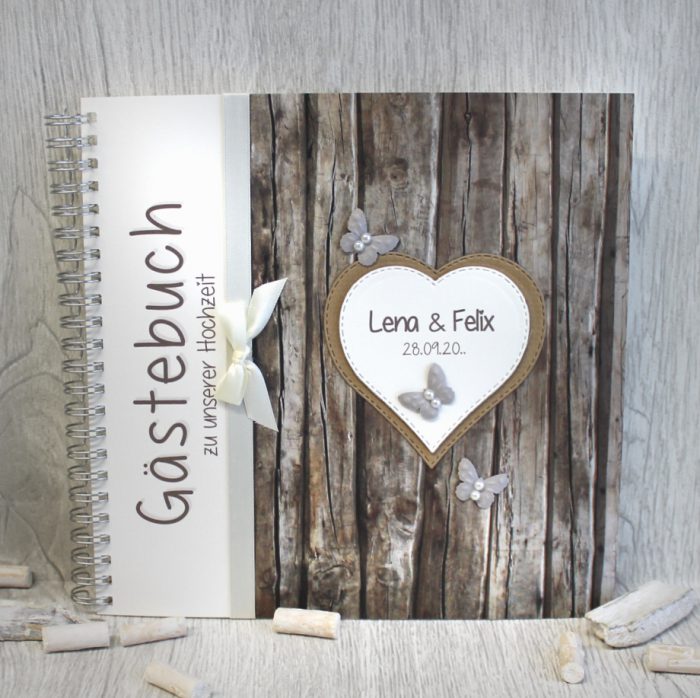 Gästebuch zur Hochzeit Holzoptik rustikal 80031