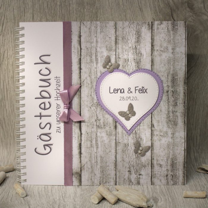 Gästebuch zur Hochzeit Holzoptik 80032 in 7 Farben – Bild 4