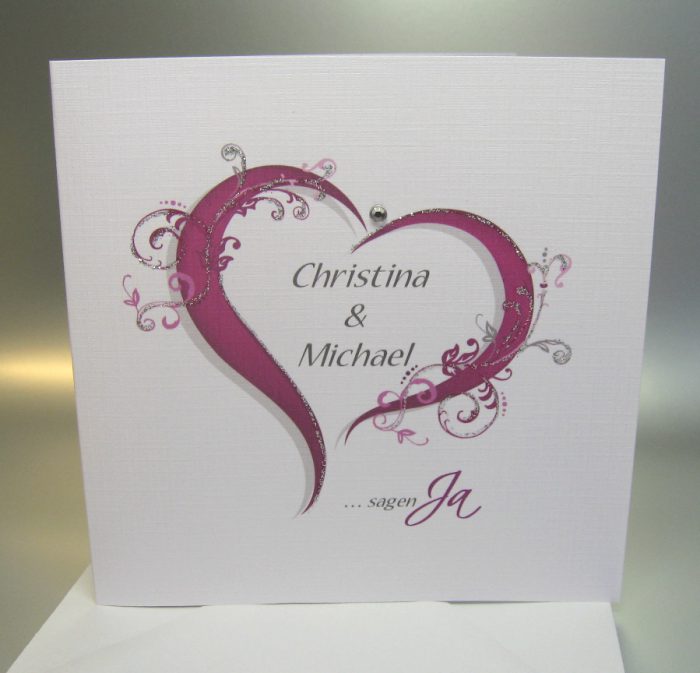 5 Hochzeitskarten "Herz" 10008 incl. Umschlag & Einlegeblatt, in 4 Farben (St. 2.99€) – Bild 4