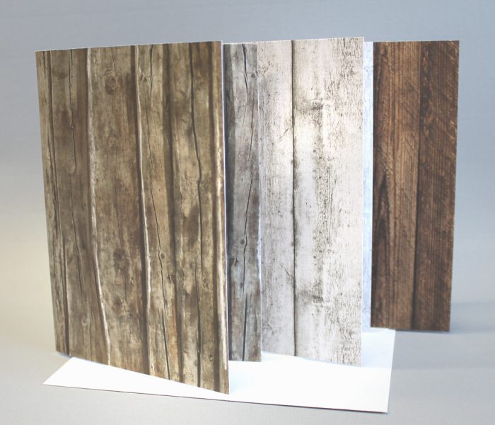 5 Klappkarten Holzoptik hochformat incl. Umschlag in 3 Farben, 30006