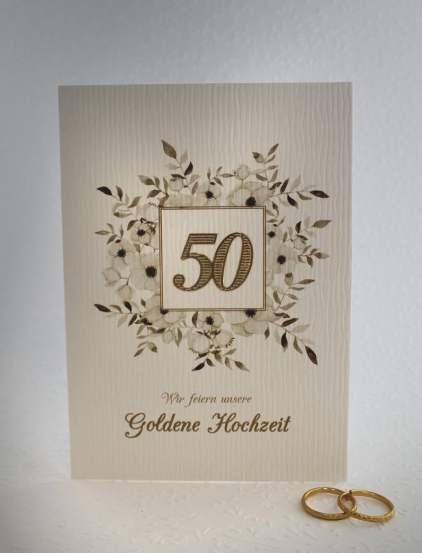 Einladungskarte zur Goldenen Hochzeit incl. Umschlag &amp; Einlegeblatt