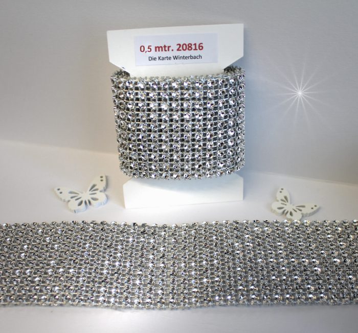 Strass Imitat zur Kartengestaltung silber 0,5mtr. 50mm 20816