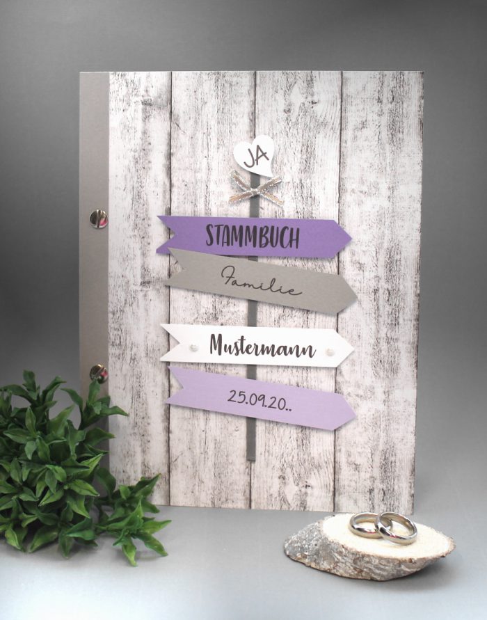 Stammbuch mit Namen 80041 Holzoptik "Wegweiser" A5 in 5 Farben – Bild 5