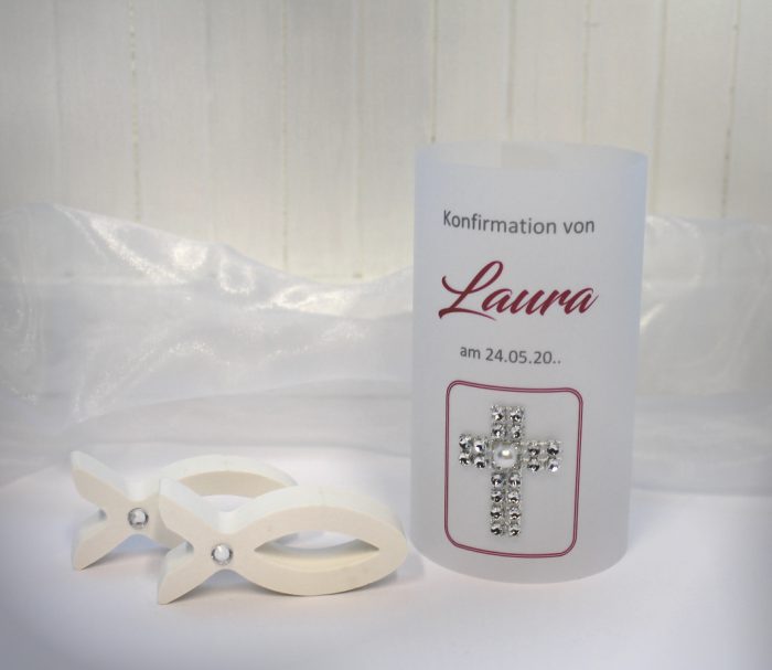 Lichthülle, Windlicht Pergament "Strasskreuz" Konfirmation oder Kommunion, in 4 Farben, Design 100 zum kleinen Preis! – Bild 2