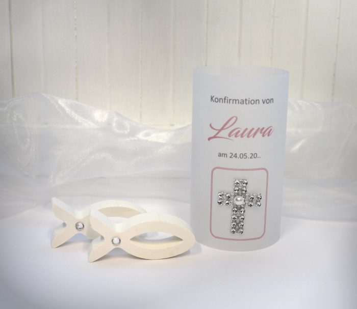 Lichthülle, Windlicht Pergament "Strasskreuz" Konfirmation oder Kommunion, in 4 Farben, Design 100 zum kleinen Preis! – Bild 3
