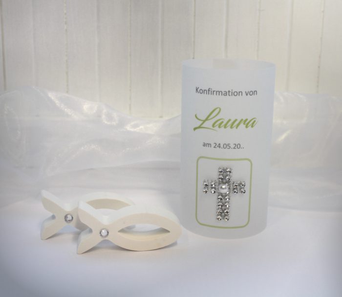 Lichthülle, Windlicht Pergament "Strasskreuz" Konfirmation oder Kommunion, in 4 Farben, Design 100 zum kleinen Preis! – Bild 4