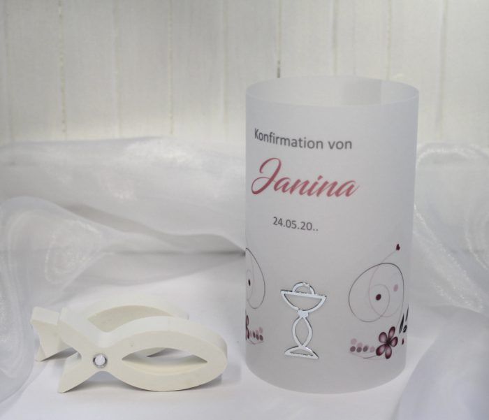 Lichthülle, Windlicht Pergament "Kelch" Konfirmation, Kommunion oder Taufe Design 101 – Bild 3