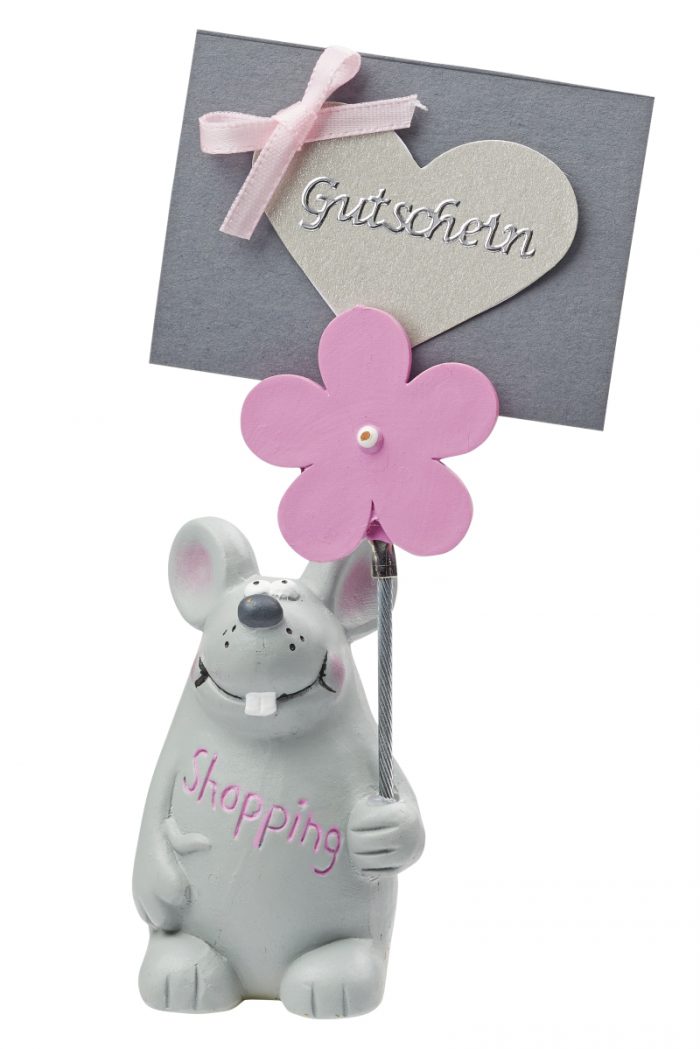 Maus "Shopping" mit Blumenclip ideal für Geldgeschenke 3870415