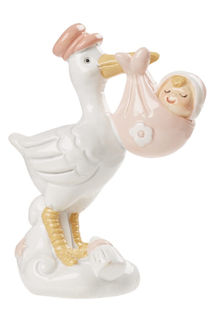 Figur Storch mit Baby rosa, ideal als Deko 3870642