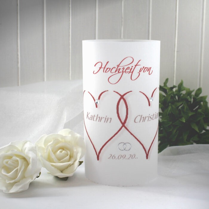 Lichthülle, Windlicht Pergament "2 Herzen" zur Hochzeit Design 10001 – Bild 5