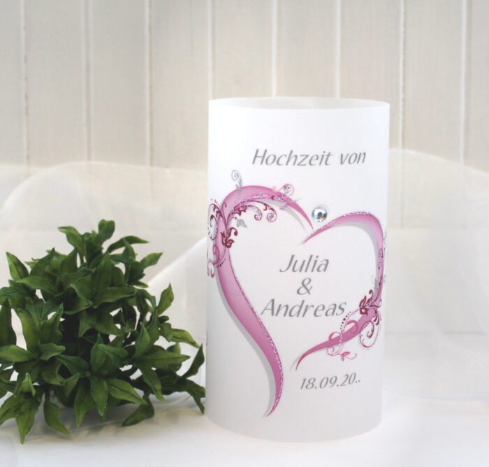 Lichthülle, Windlicht Pergament "Herz" zur Hochzeit, in 6 Farben Design 10008 – Bild 3