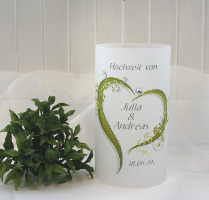 Lichthülle, Windlicht Pergament "Herz" zur Hochzeit, in 6 Farben Design 10008 – Bild 5