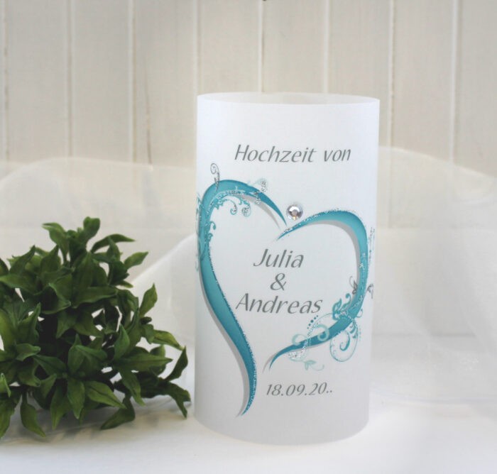 Lichthülle, Windlicht Pergament "Herz" zur Hochzeit, in 6 Farben Design 10008 – Bild 2