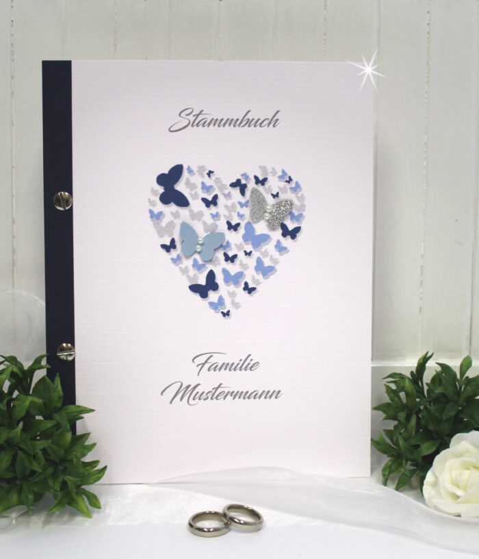 Stammbuch mit Namen "Schmetterlingsherz" in 6 Farben 12034, A5 zum kleinen Preis! – Bild 2