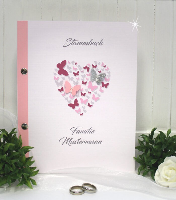 Stammbuch mit Namen "Schmetterlingsherz" in 6 Farben 12034, A5 zum kleinen Preis! – Bild 5