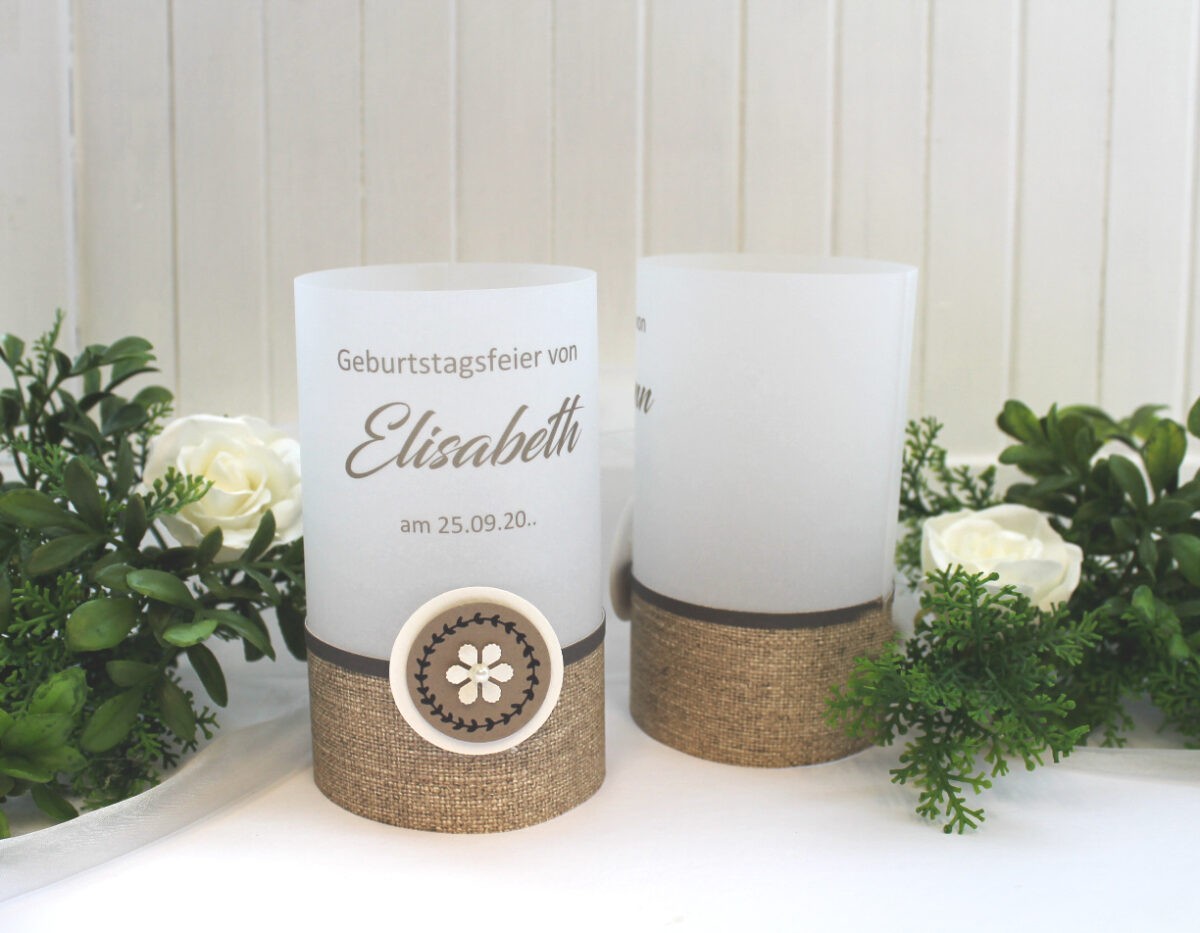Lichthülle, Windlicht Pergament „Zur goldenen Hochzeit“ Design 400