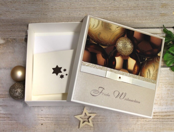 Geschenkschachtel - Geldgeschenk - Gutschein zu Weihnachten incl. Weihnachtskärtchen sehr edel Design 71015 – Bild 2