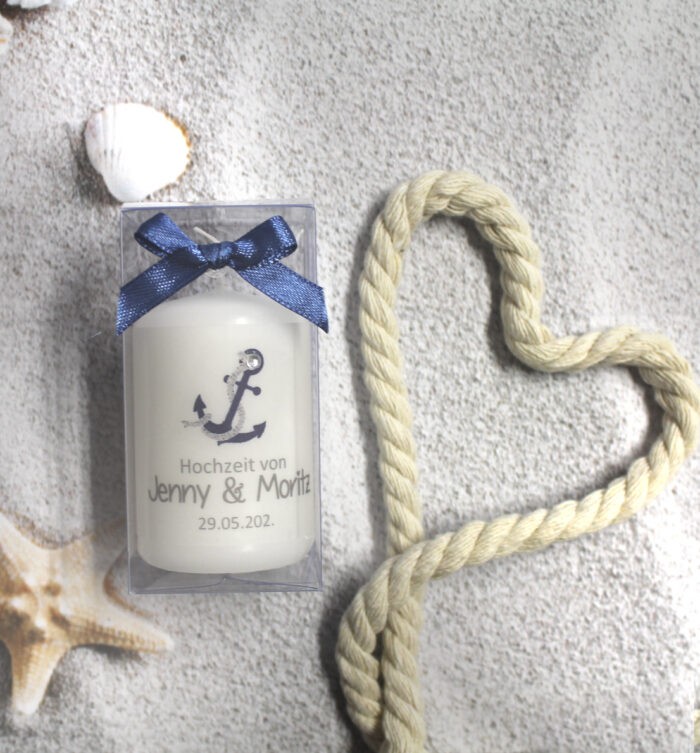 Gastgeschenk Kerze zur Hochzeit, "Anker Maritim" Design 414 – Bild 5