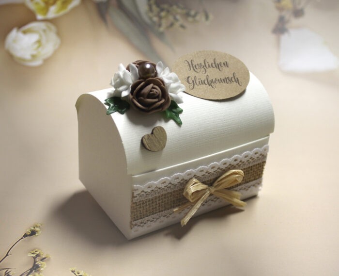 Geldgeschenk "rustikal" ivoire-braun mit Blüte zum Geburtstag oder zur Hochzeit, zum kleinen Preis!! Design 515 – Bild 2