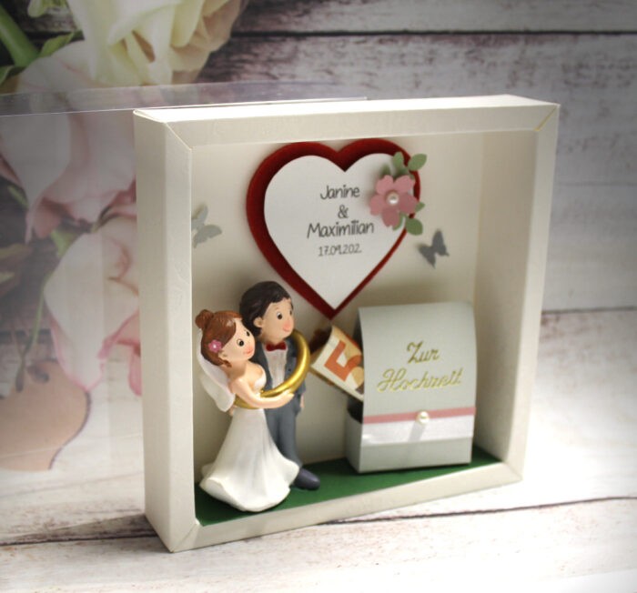 Geschenkschachtel als Rahmen zur "Hochzeit" mit transparentem Schiebedeckel, hochwertige Qualität, personalisiert, Design 8002 – Bild 2