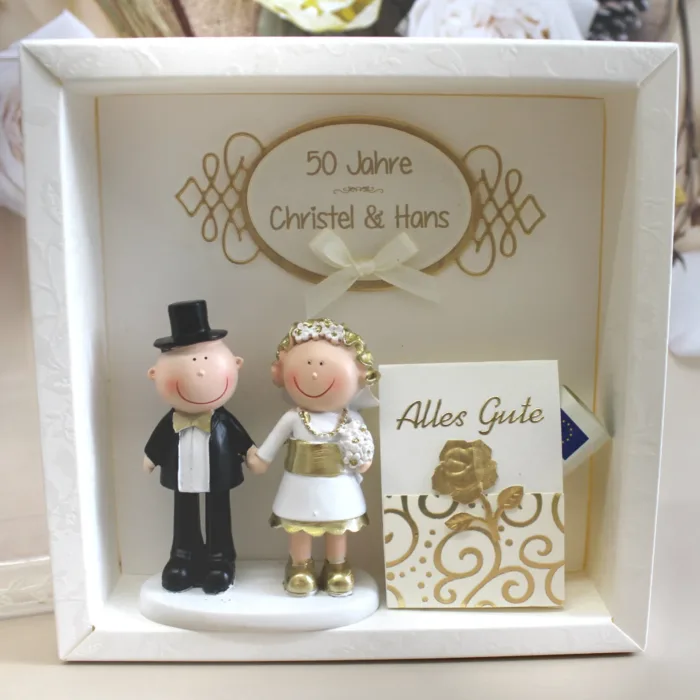 Geschenkschachtel als Rahmen zur "Goldenen Hochzeit" mit transparentem Schiebedeckel, hochwertige Qualität, personalisiert, Design 8000 – Bild 3
