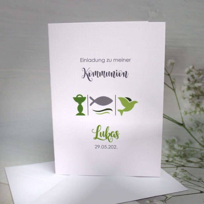 Einladung zur Konfirmation-Kommunion oder Taufe 3 Motive incl. Umschlag & Einlegeblatt Design 314 Mindestbestellmenge 5 Stück!! – Bild 5