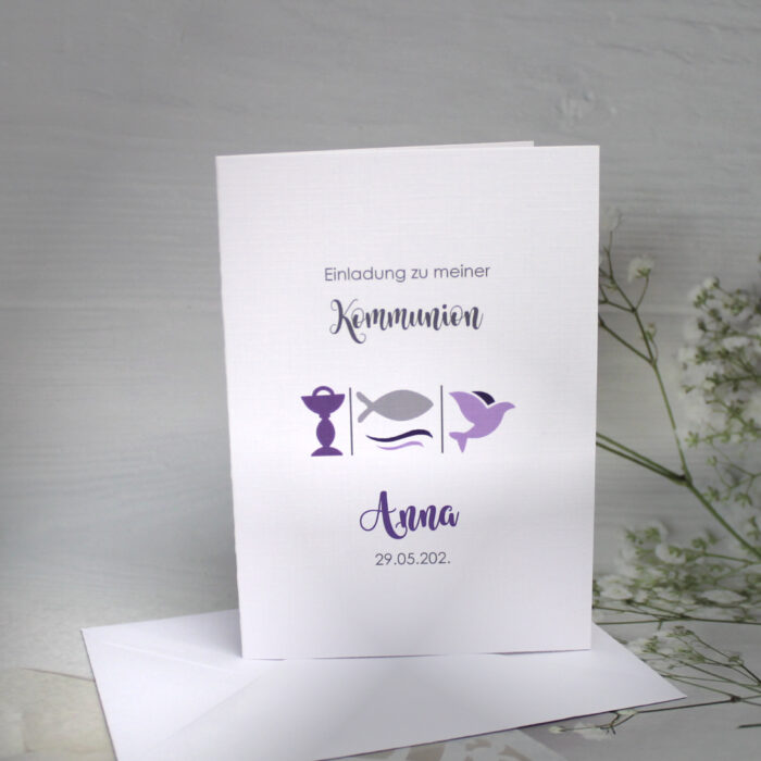 Einladung zur Konfirmation-Kommunion oder Taufe 3 Motive incl. Umschlag & Einlegeblatt Design 314 Mindestbestellmenge 5 Stück!! – Bild 4