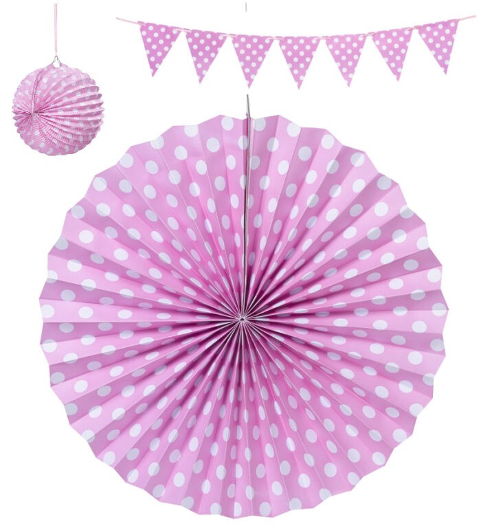 Babyparty Set 3tlg. rosa für Taufe oder Geburtstag mit Wimpeklkette, Lampion und Rosette zum TOP PREIS!!