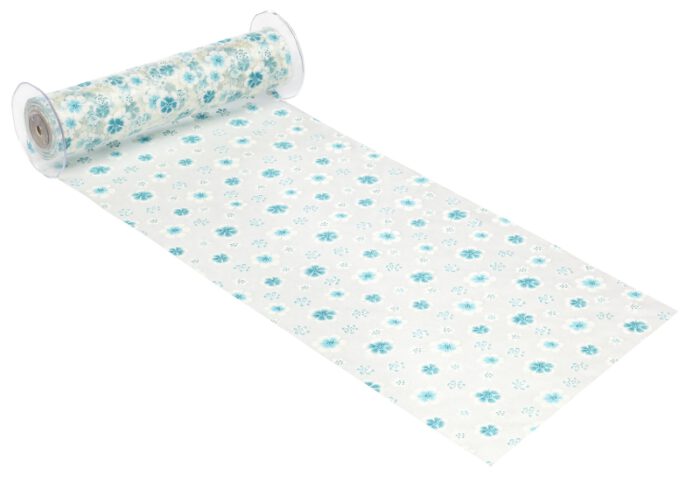 Dekostoff-Organza "Blütentraum türkis" 29cm breit zum TOP PREIS!!