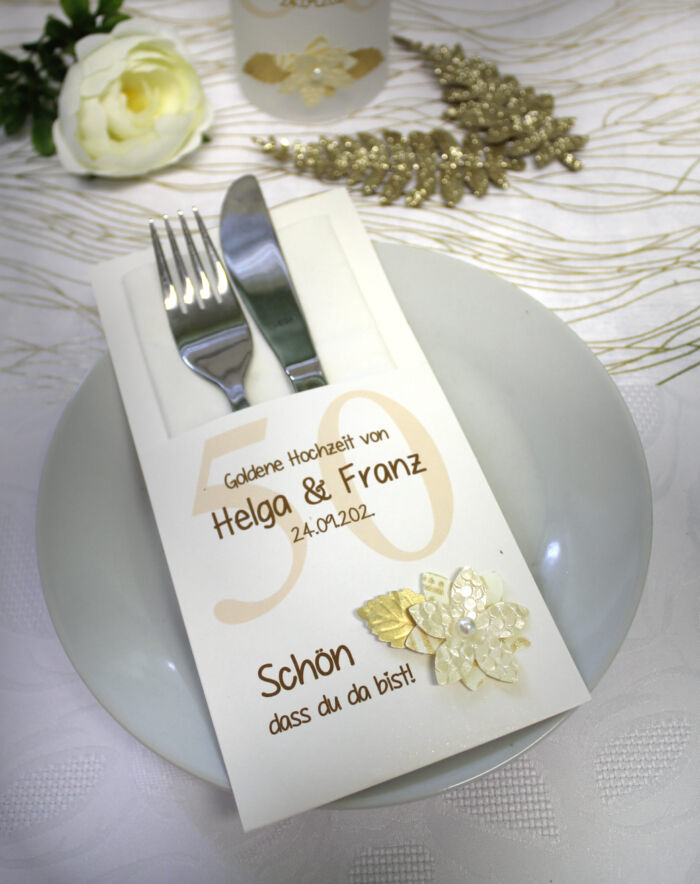 Bestecktasche zur goldenen Hochzeit "Blüte" sehr edel Design 7108