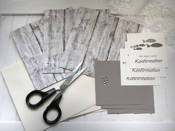 Bastelset DIY Einladung zur Konfirmation-Kommunion-Firmung-Taufe hochwertige Qualität incl. Umschlag & Einlegeblatt Design K04 – Bild 2