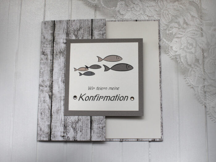 Bastelset DIY Einladung zur Konfirmation-Kommunion-Firmung-Taufe hochwertige Qualität incl. Umschlag & Einlegeblatt Design K04