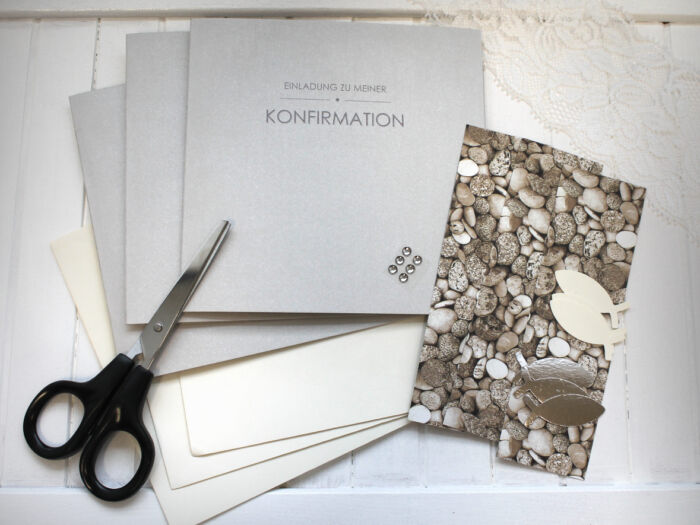Bastelset DIY Einladung zur Konfirmation-Kommunion-Firmung-Taufe hochwertige Qualität incl. Umschlag & Einlegeblatt Design K05 – Bild 2
