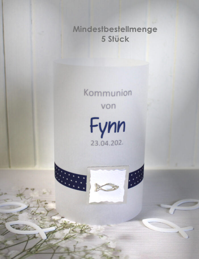 Lichthülle, Windlicht Pergament "Taag Fisch" für Konfirmation,Kommunion oder Taufe, Design304 – Bild 5