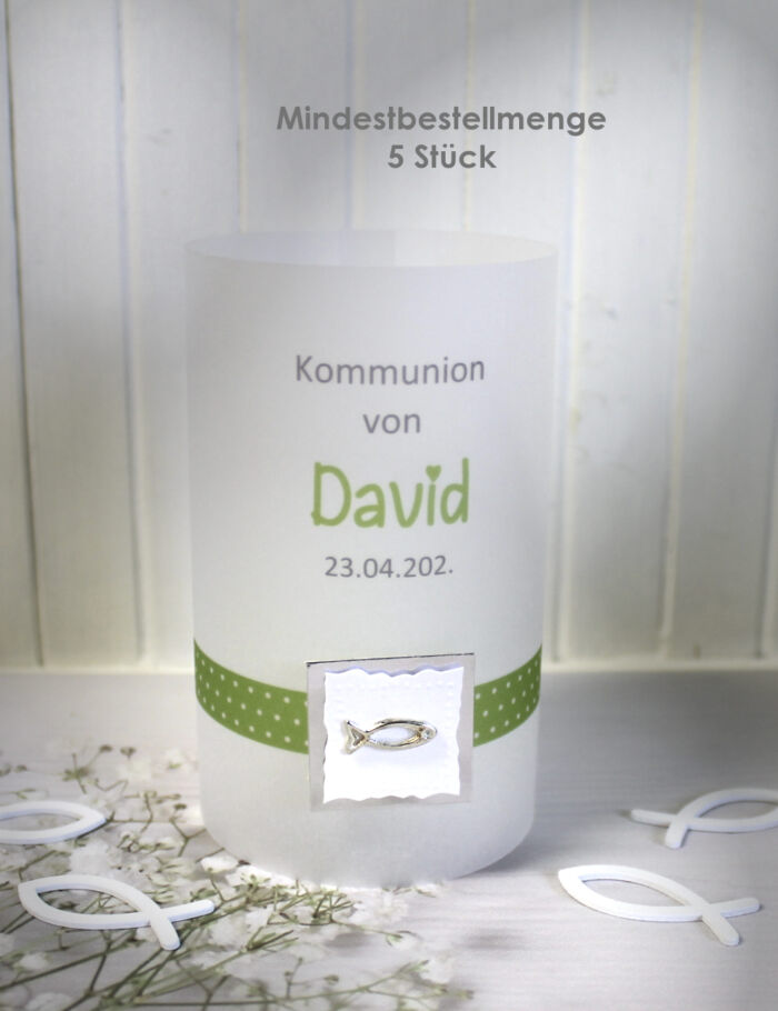Lichthülle, Windlicht Pergament "Taag Fisch" für Konfirmation,Kommunion oder Taufe, Design304 – Bild 4