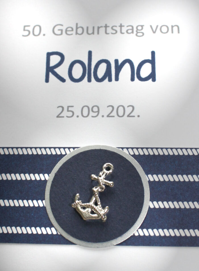 Bestecktasche "Anker Maritim" zum Geburtstag, personalisiert, Design 7205 – Bild 2