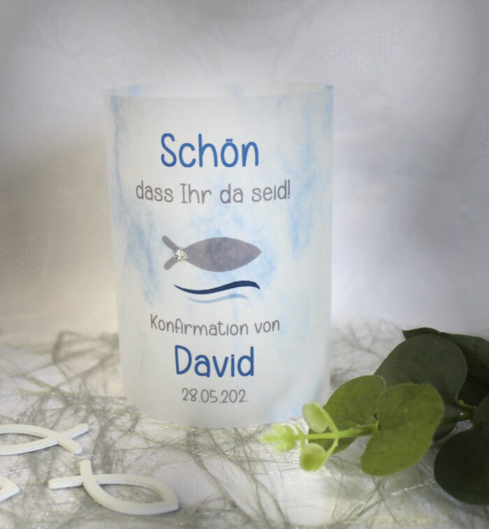 5x Lichthülle farbig, Windlicht Pergament, zur Konfirmation, Kommunion oder Taufe zum kleinen Preis!! Design 909 mit Strassstein – Bild 3