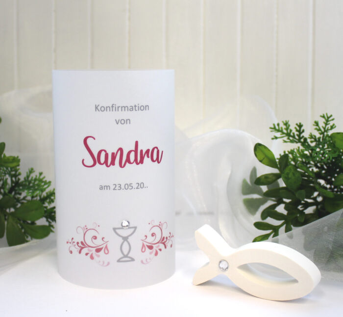 Lichthülle, Windlicht Pergament "Kelch" Konfirmation, Kommunion oder Taufe Design 108 – Bild 4