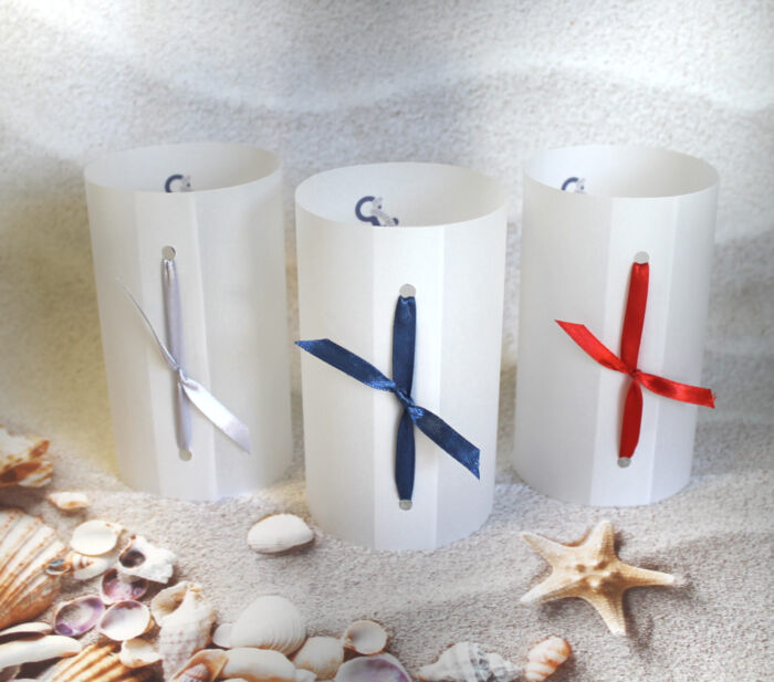 Windlicht zur Hochzeit "Anker Maritim" personalisiert, Design 414 – Bild 2