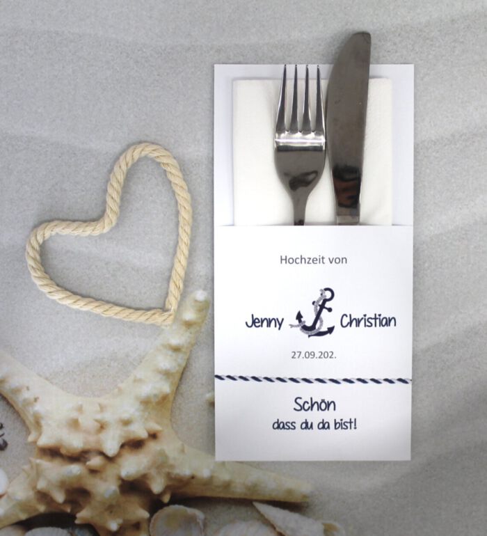 Bestecktasche zur Hochzeit "Anker", personalisiert, Design 414 – Bild 2