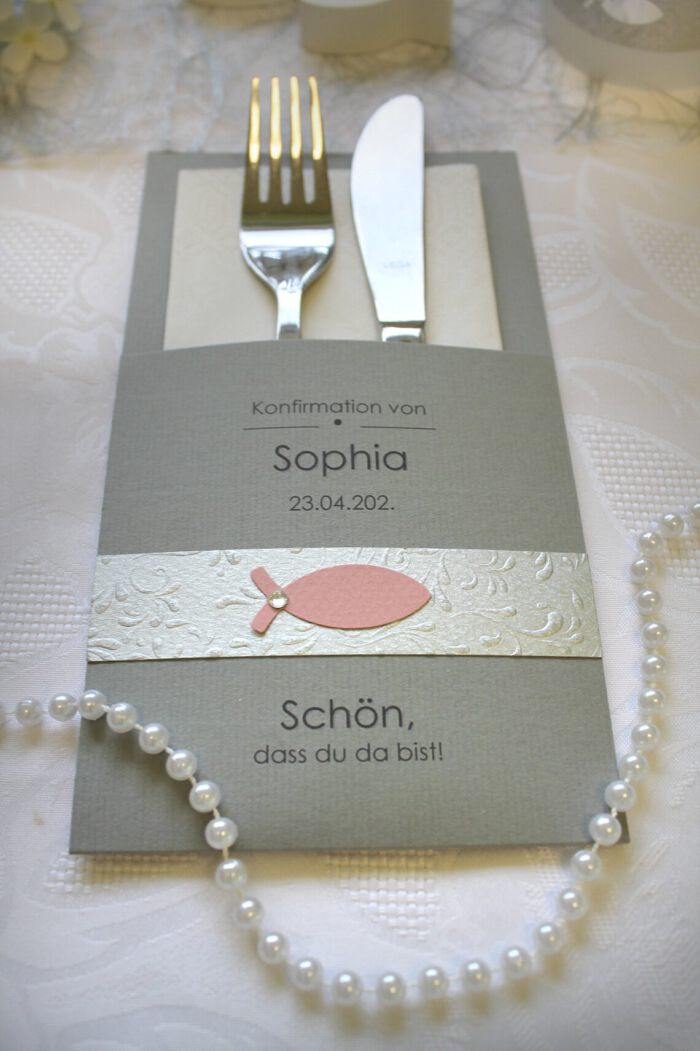 Bestecktasche zur Konfirmation - Kommunion oder Taufe "Fisch" sehr elegant 8 Farbvarianten Design 5005 – Bild 3