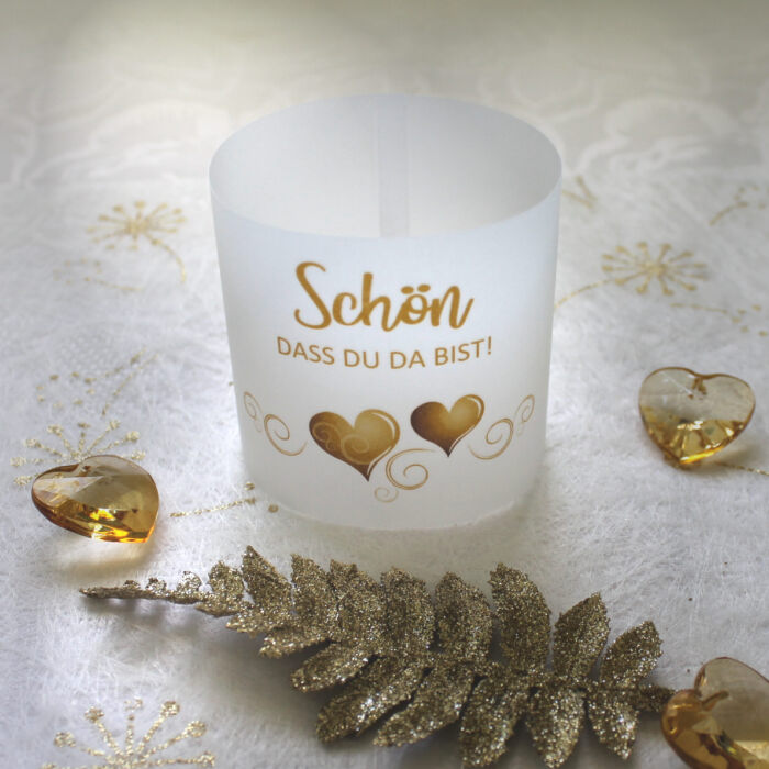 Lichthülle, Windlicht Pergament 5 Stück "Schön dass du da bist" zur Goldenen Hochzeit Design 410 Wählen Sie selbst! – Bild 2