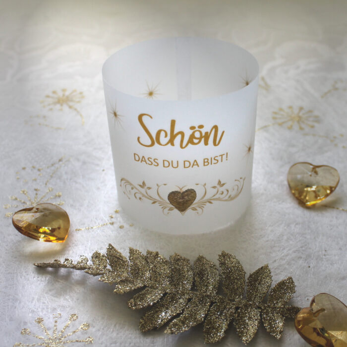 Lichthülle, Windlicht Pergament 5 Stück "Schön dass du da bist" zur Goldenen Hochzeit Design 410 Wählen Sie selbst! – Bild 5