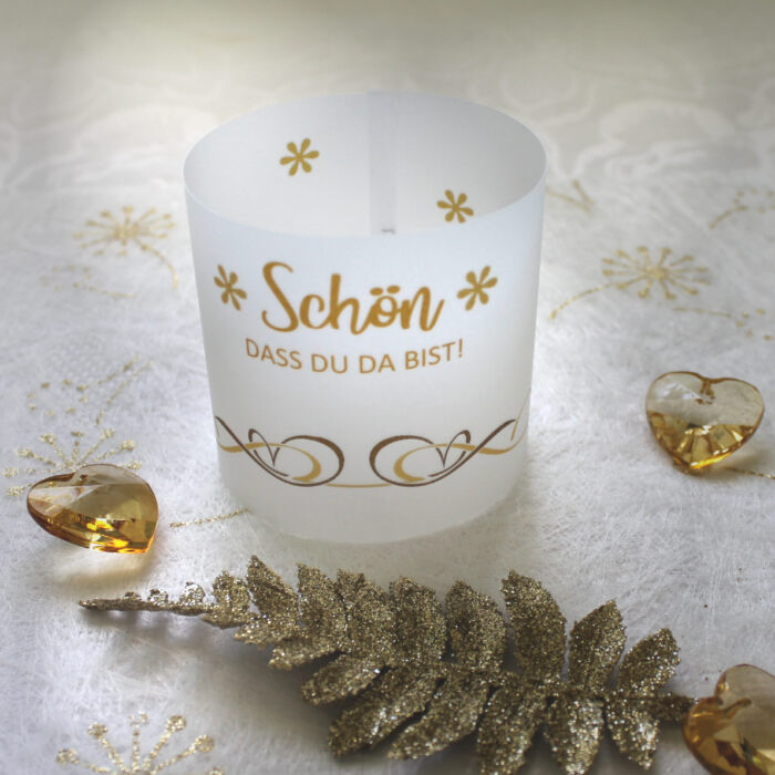 Lichthülle, Windlicht Pergament 5 Stück "Schön dass du da bist" zur Goldenen Hochzeit Design 410 Wählen Sie selbst! – Bild 6