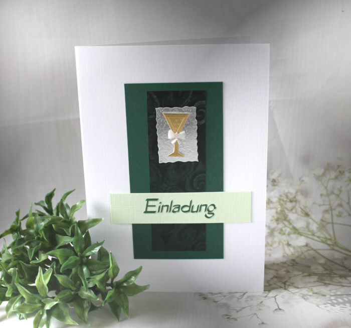 Einladungskarte zum Geburtstag, "Sektglas" hochwertige Qualität incl. Umschlag & Einlegeblatt